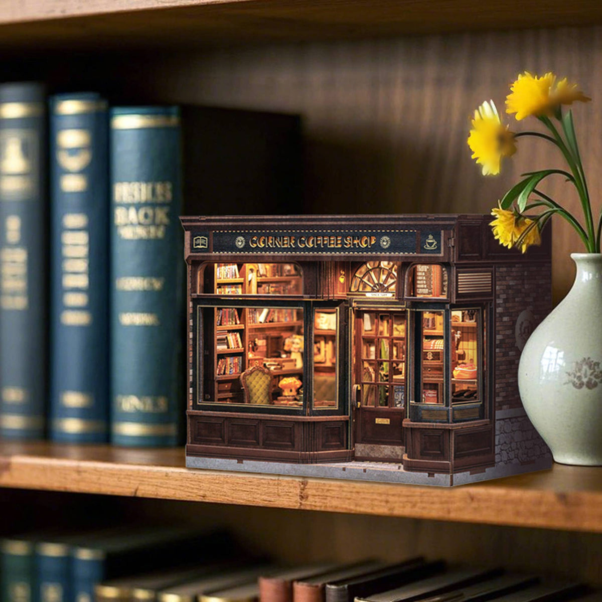DIY Book Nook Kit: Corner Coffee Shop