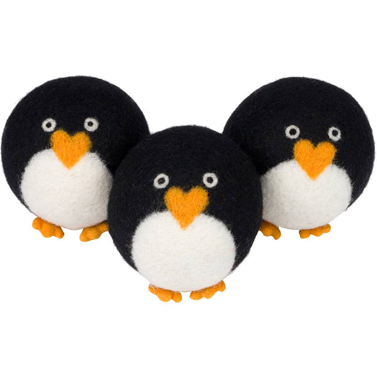 "Marching Penguin" Hand-Felted Dryer Balls Bulk 15 balls