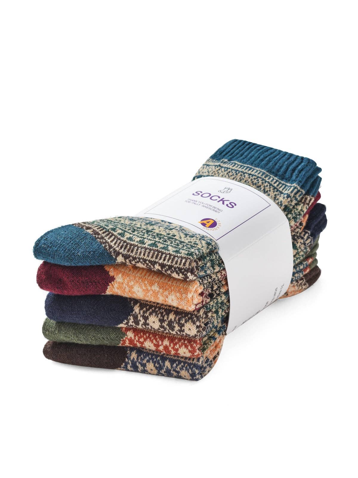 Rufia - 5 Pairs Unisex Bohemian Socks