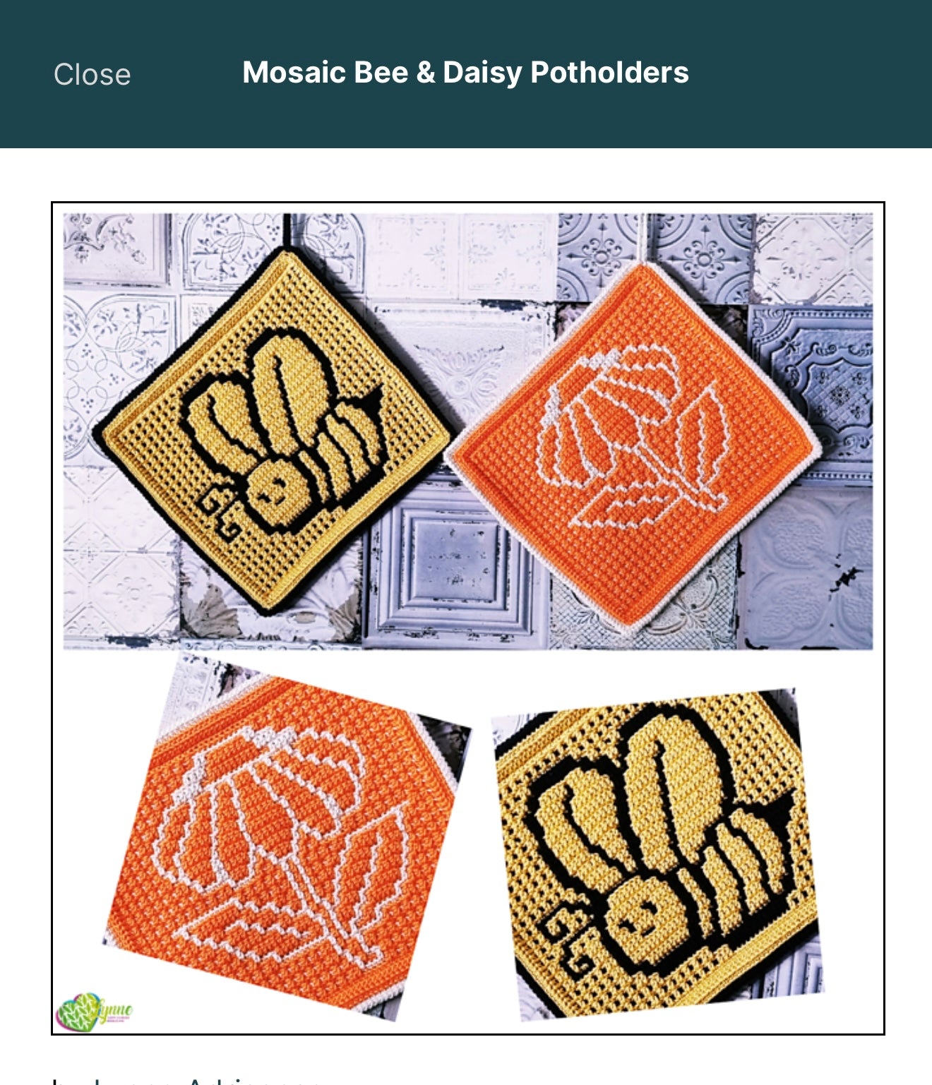 Intermediate Mosaic Bee and Daisy Potholders