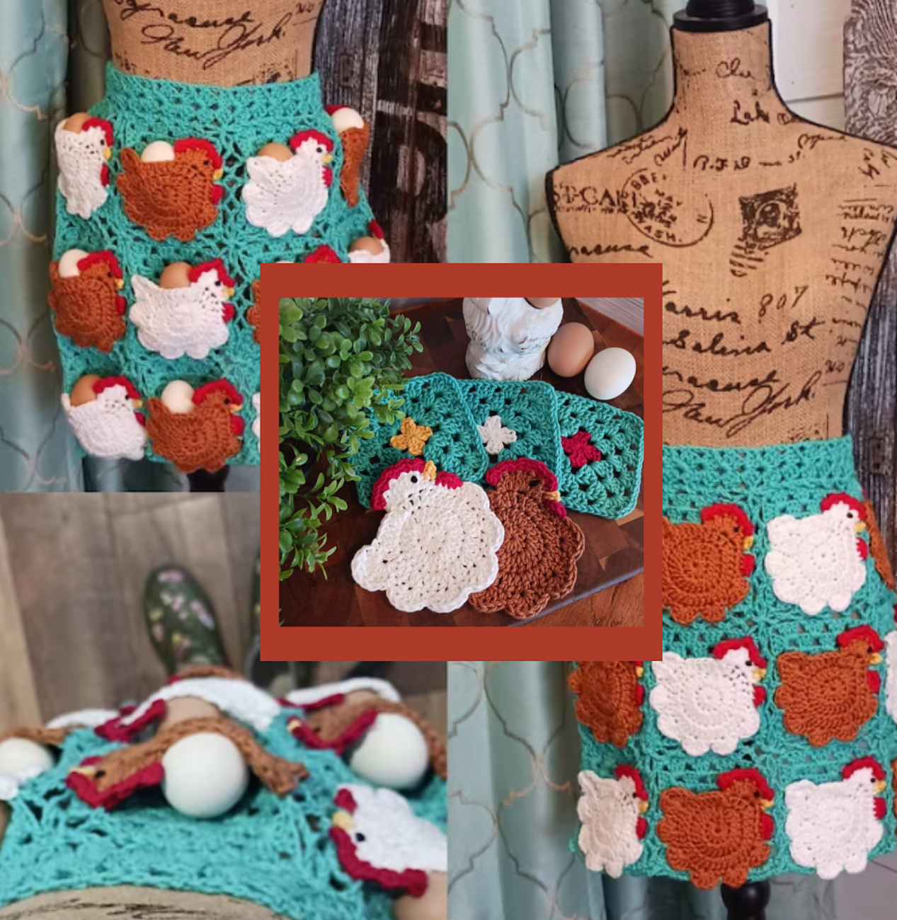 Intermediate Crochet Nesting Hens Egg Gathering Apron