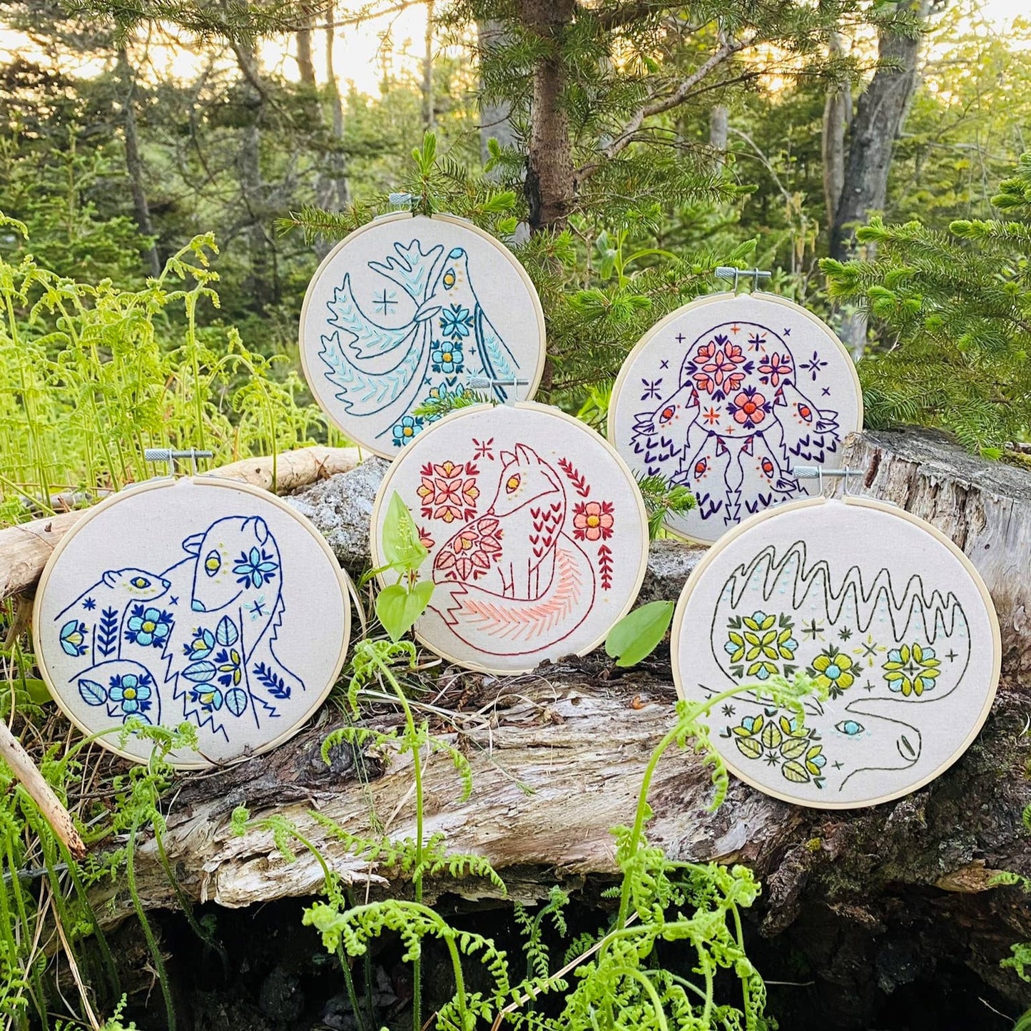 Folk Fox Complete Embroidery Kit - Colour