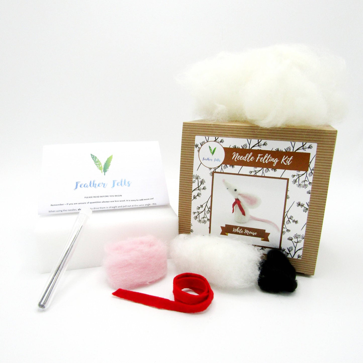 White Mouse - Needle Felting Kit: With Foam