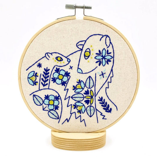Folk Polar Bears Complete Embroidery Kit