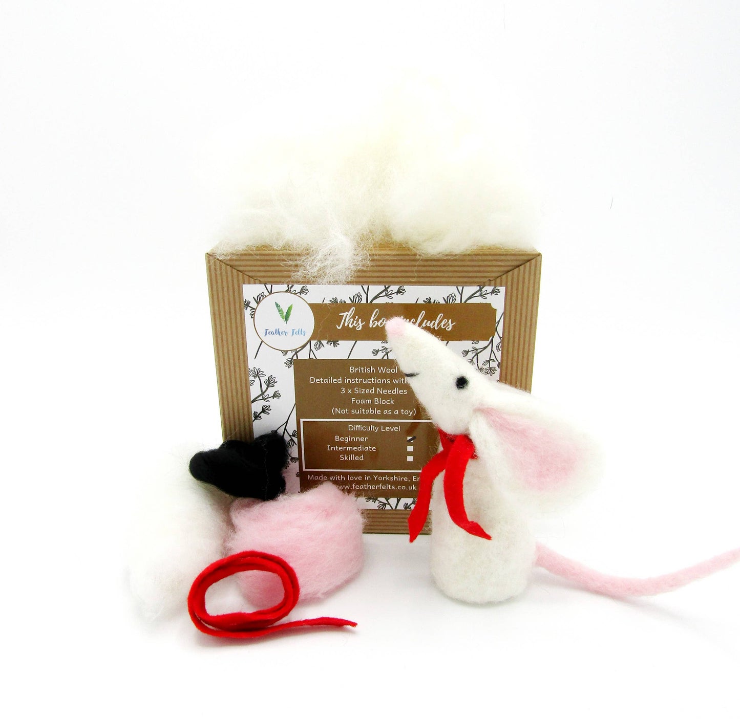 White Mouse - Needle Felting Kit: Without Foam