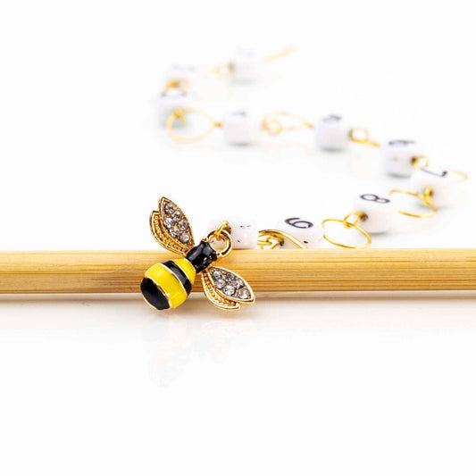 Sparkle Bee Chain Row Counter: Large (up to US 10.5 needle / K hook) / Gold