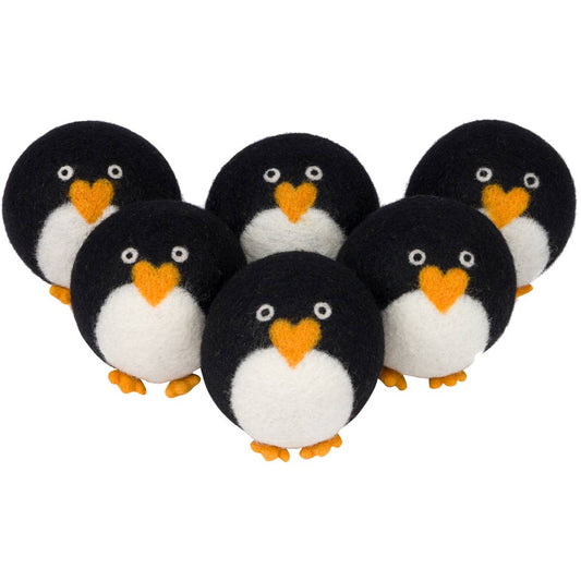"Marching Penguin" Hand-Felted Dryer Balls Bulk 15 balls