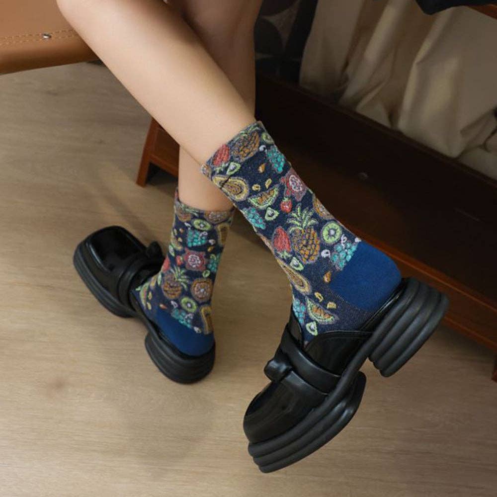 Rufia - 5 Pairs Bohemian Floral Women's Socks