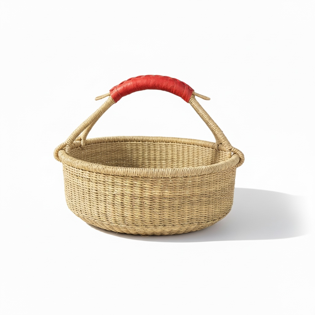 Haverst Woven Basket , Portable Garden Harvest Ghana Basket, for Picnic, Easter Eggs, Storage, Gathering Produce and eggs: Handles - No Leather