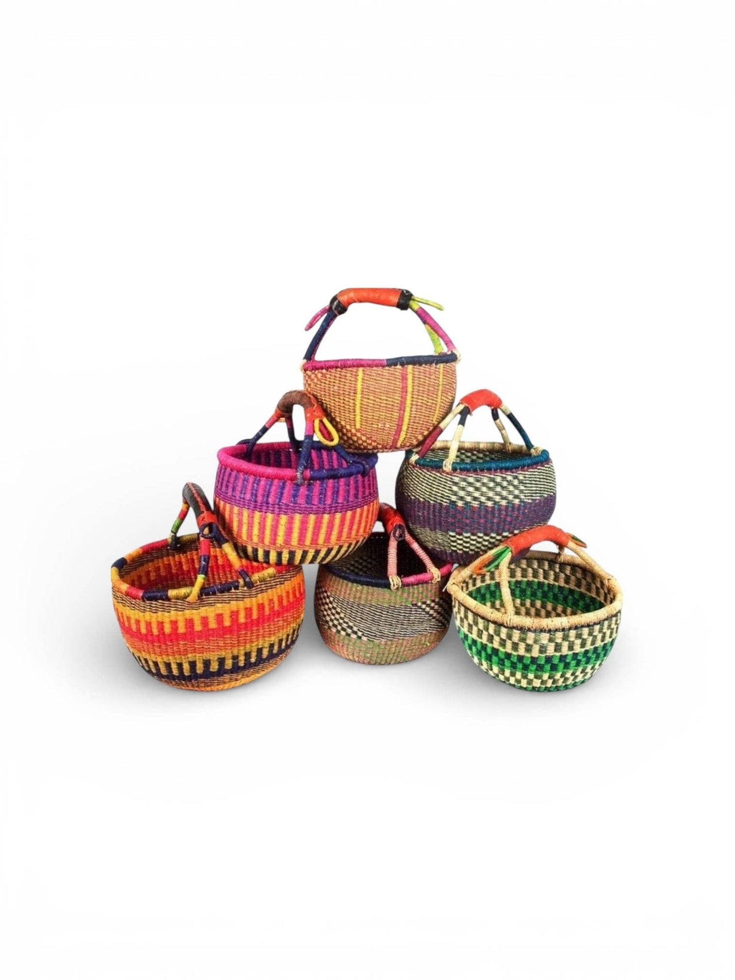 African Market Basket | Ghana Bolga Basket | (Colors Vary), 1 EA: Small: 9-11"