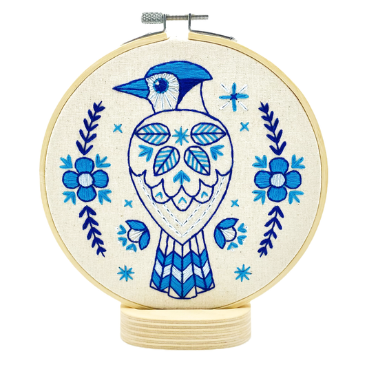 Folk Blue Jay Complete Embroidery Kit