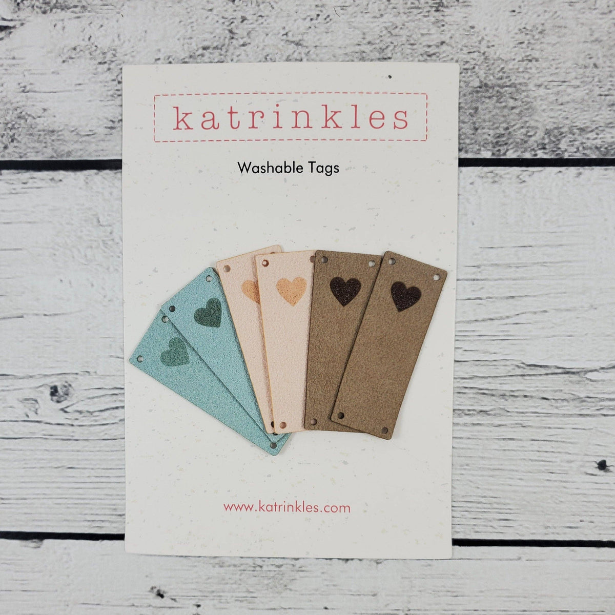 Solid Heart Foldover Tags - Faux Suede: Pastels Solid Heart Fold Over Set - 6 Tags ( 2 of each light blue/light pink/beige)