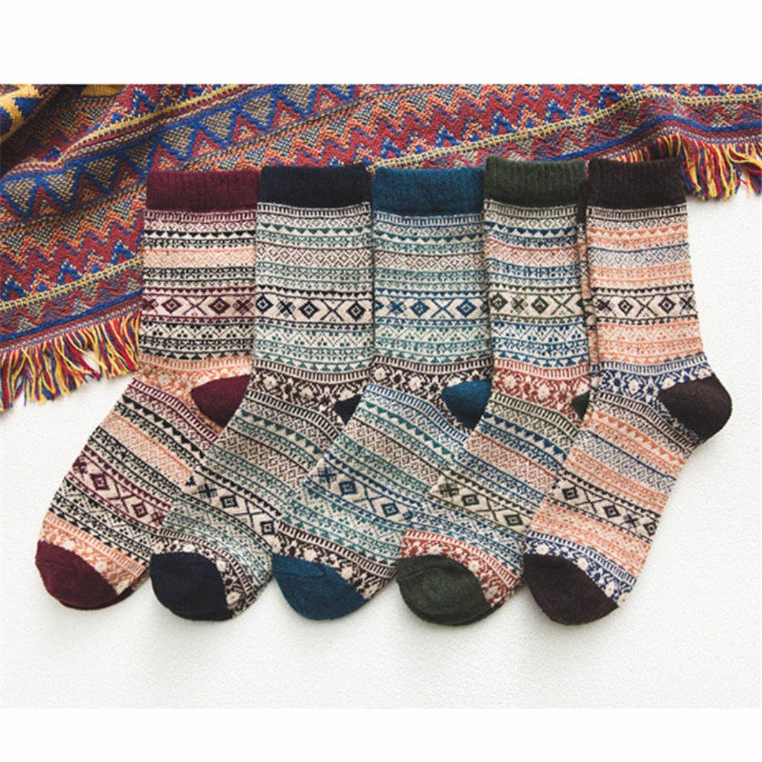 Rufia - 5 Pairs Unisex Bohemian Socks