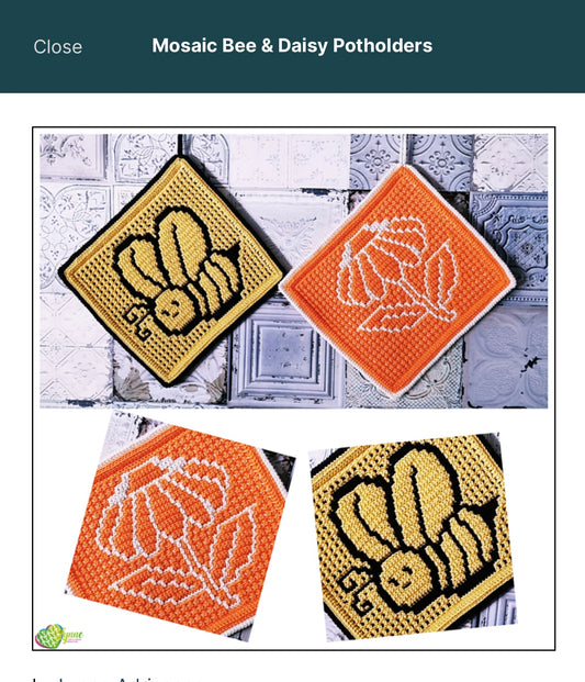 Intermediate Mosaic Bee and Daisy Potholders