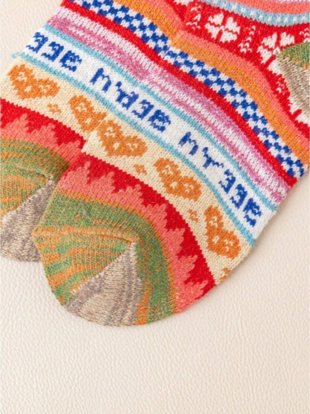Rufia - Retro Color-Block Thick Warm Winter Socks - 5 Pairs/Pack