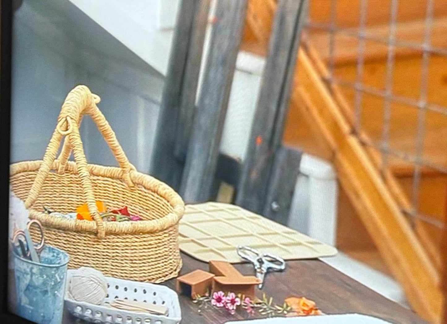 Haverst Woven Basket , Portable Garden Harvest Ghana Basket, for Picnic, Easter Eggs, Storage, Gathering Produce and eggs: Handles - No Leather