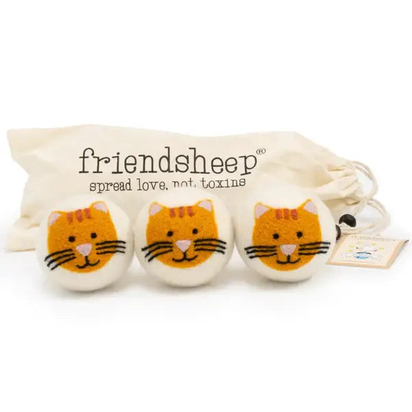 Orange Cool Cats Eco Wool Dryer Balls