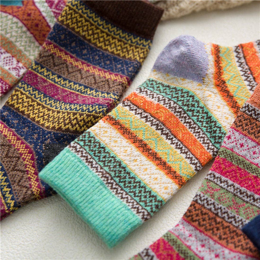 Rufia - 5 Pairs Bohemian Style Socks