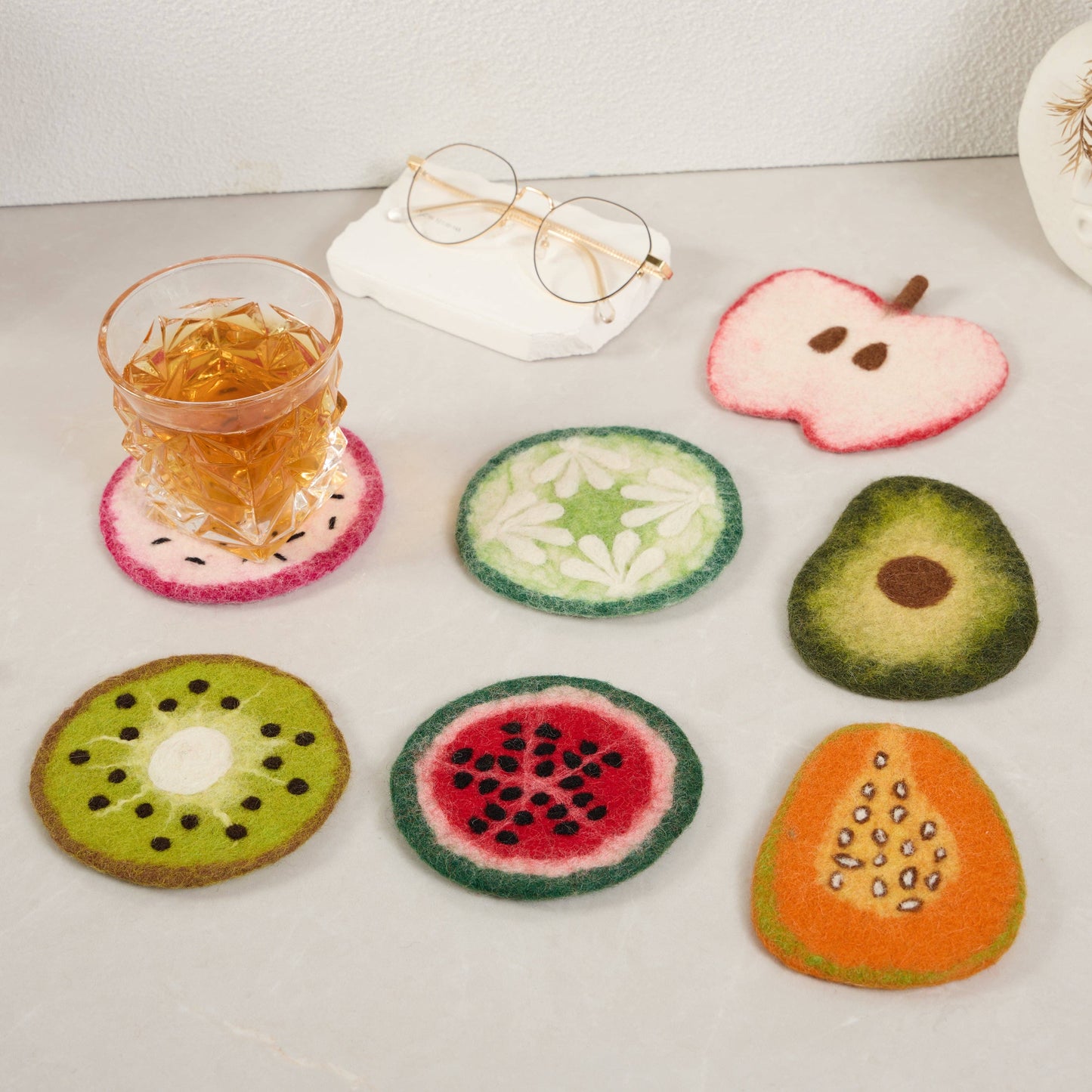 Wool Felt Coastersi: Kiwi
