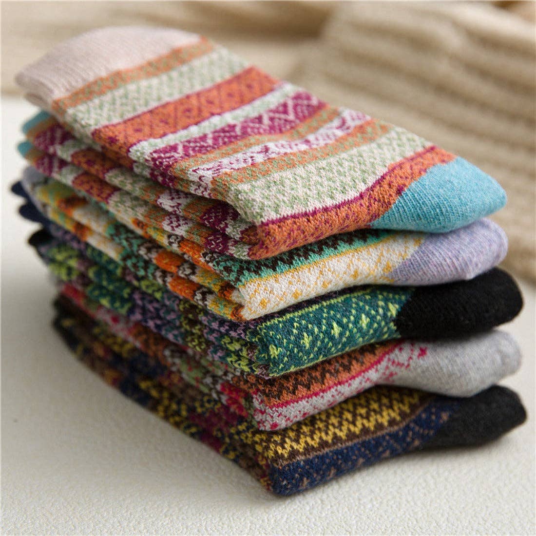 Rufia - 5 Pairs Bohemian Style Socks