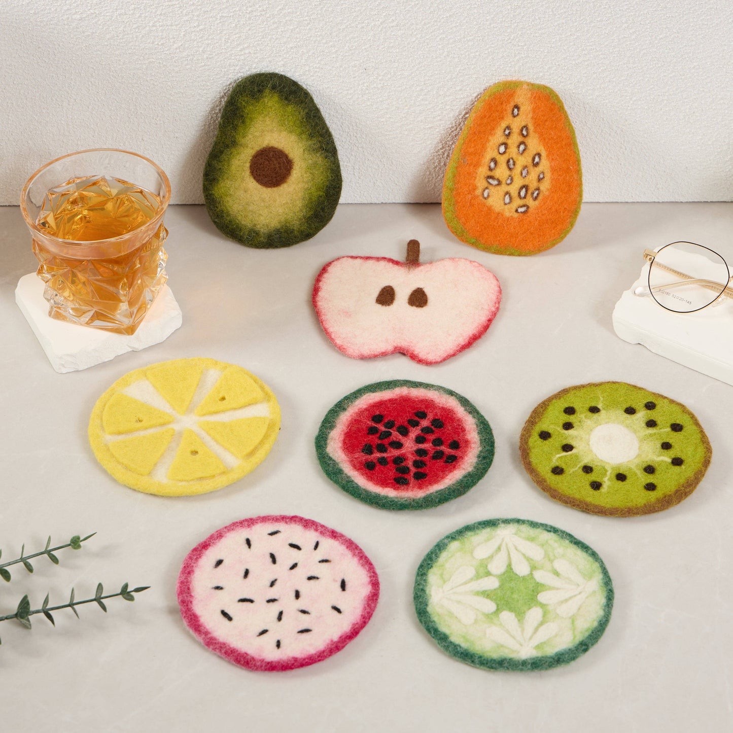 Wool Felt Coastersi: Kiwi