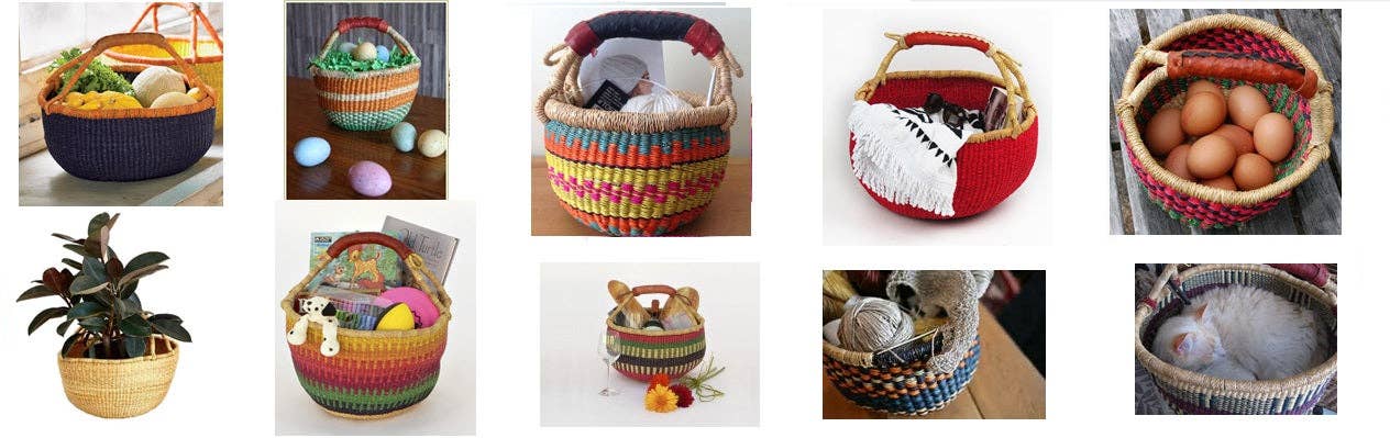 Extra Large Bolga Market Basket (Colors Vary) W: 16"-18" H:10"-14", 1 EA