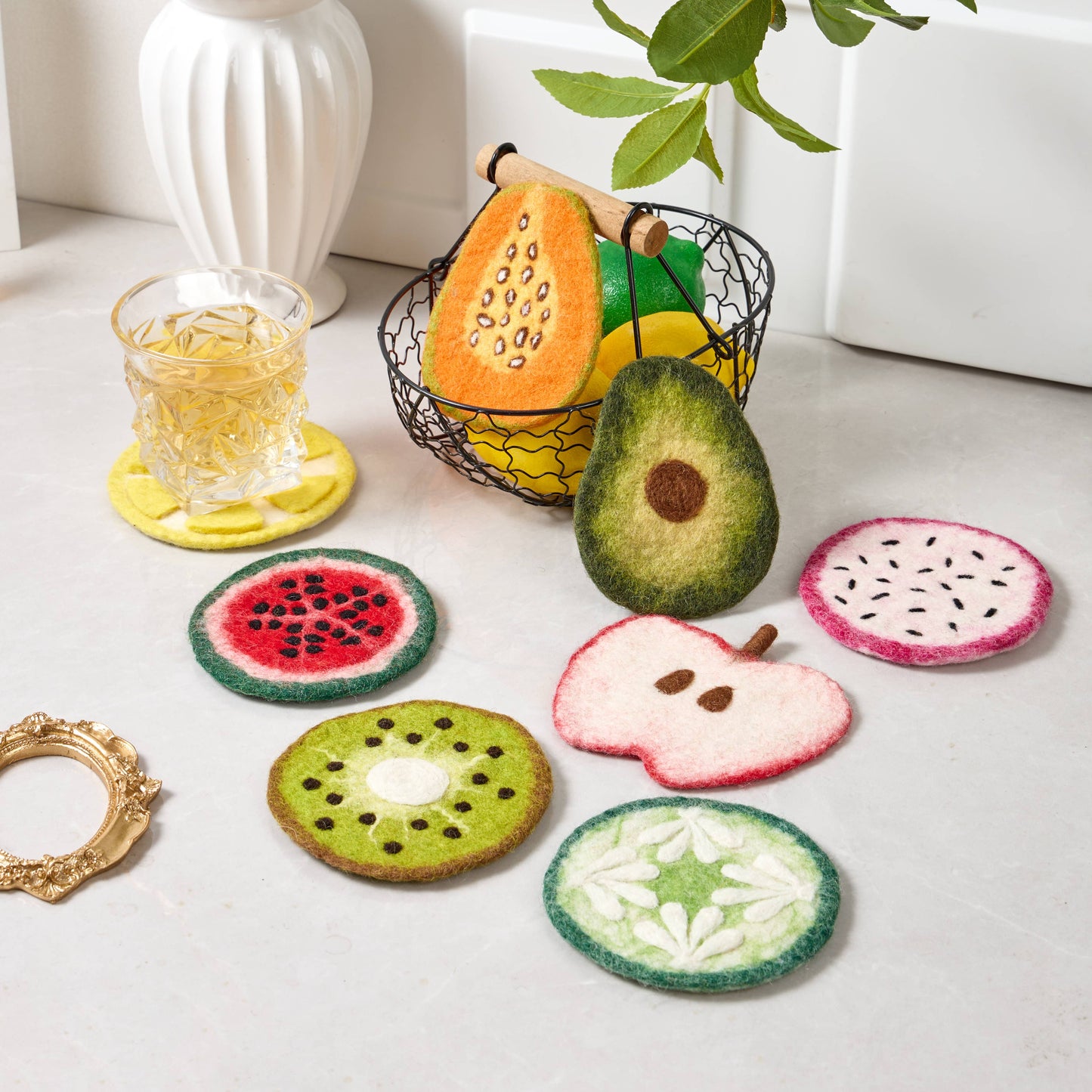 Wool Felt Coastersi: Kiwi